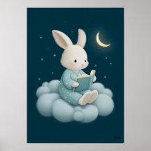 Conejito Lindo Leyendo en la Nube Guardería Hora d