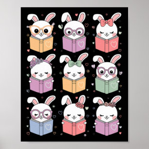 Póster Conejito Lindo Leyendo Un Libro Pascua Conejo Maes