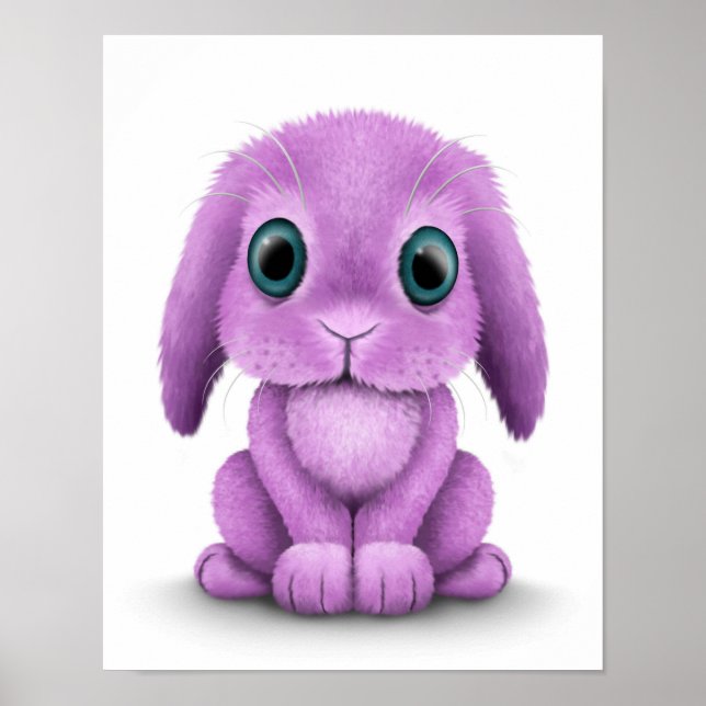 Póster Conejito morado de bebé blanco (Frente)