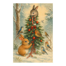 Conejito navideño adorable y acogedor del bosque 