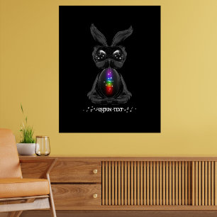 Póster Conejito negro lindo con alma de arcoíris Chakra