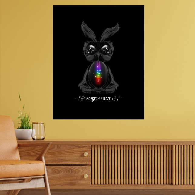 Póster Conejito negro lindo con alma de arcoíris Chakra (Salón 2)