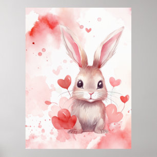 Póster Conejito Pastel Super Tierno Corazones Corazones R