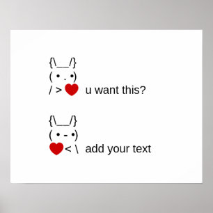 Póster ¿conejito quieres esto? / Personalizable ASCII Tex