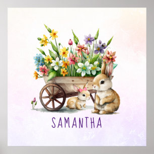 Póster Conejitos Lindos Personalizados Pascua de Resurrec