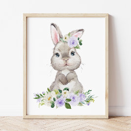 Póster Conejo, Animales Agrícolas, Flores Lilac, Género N