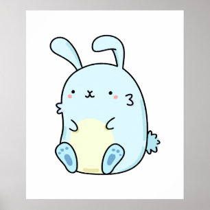 Póster Conejo azul Cute Kawaii
