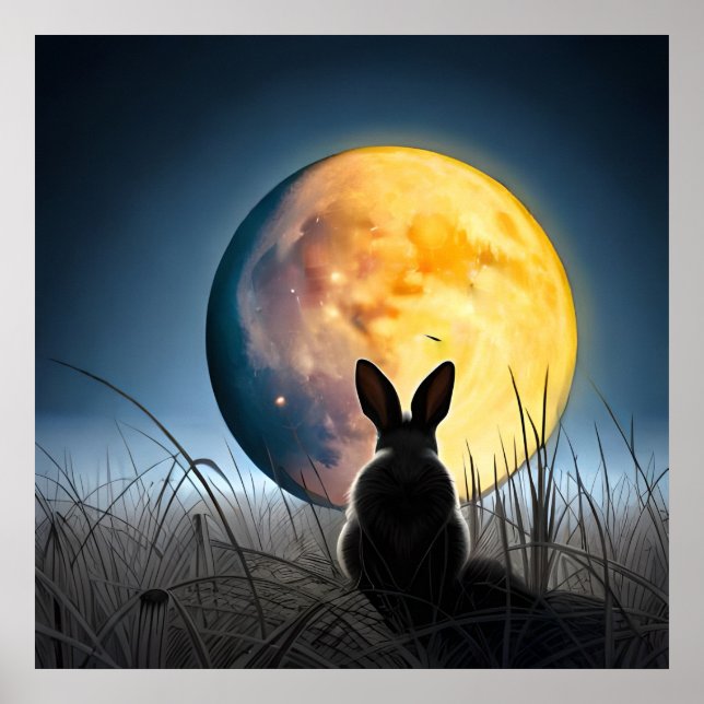 Póster Conejo bajo la luna (Frente)