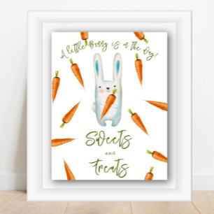Póster Conejo bebé con zanahorias - Dulces y golosinas 
