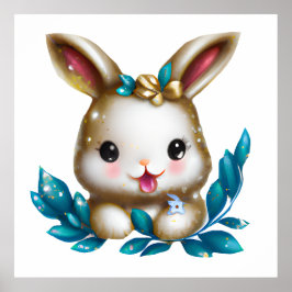 Póster Conejo bebé kawaii lindo y adorable