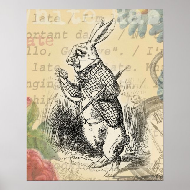 Póster Conejo Blanco Aventuras de Alicia en el País de la (Frente)