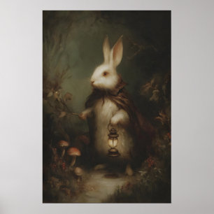 Póster Conejo Blanco con Chaleco y Reloj de Bolsillo, Gót
