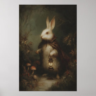 Póster Conejo Blanco con Chaleco y Reloj de Bolsillo, Gót