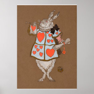 Póster Conejo Blanco con diseño de vestuario de heraldo