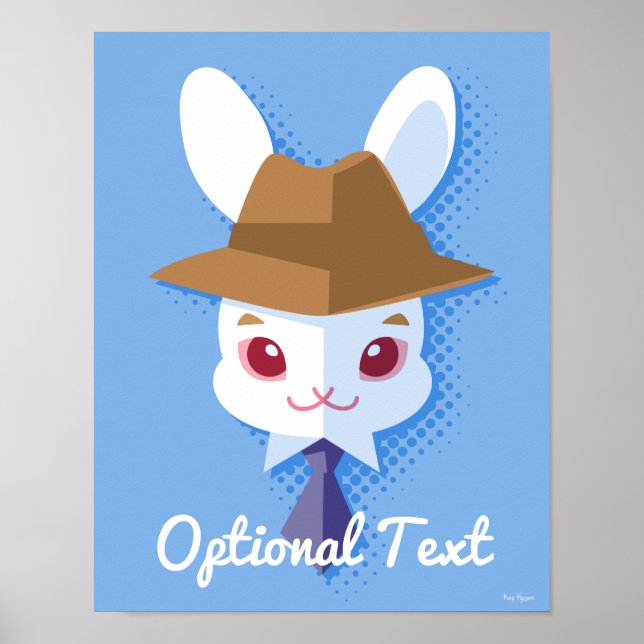 Póster Conejo blanco Dapper Kawaii (Frente)
