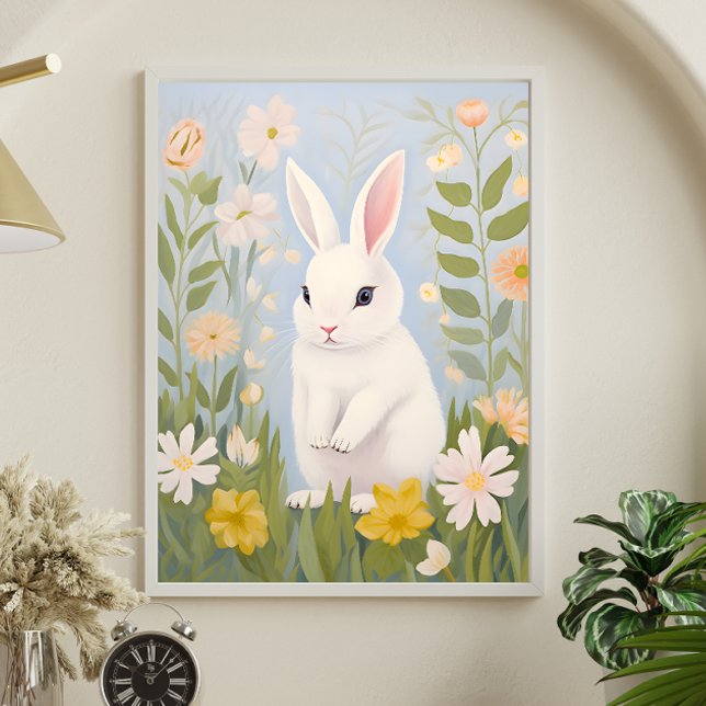 Póster Conejo Blanco entre Flores de Primavera (Subido por el creador)