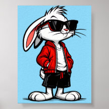 Conejo Blanco Genial en Chaqueta Roja