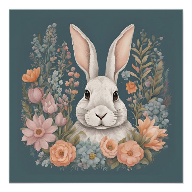 Póster Conejo Bonito Cottagecore (Anverso)