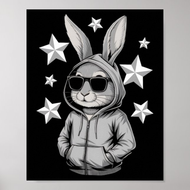Póster Conejo Cara Con Gafas de Sol Conejo (Frente)