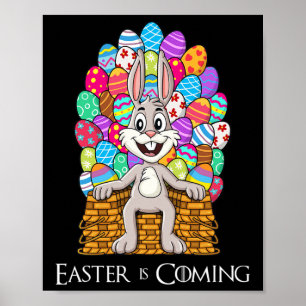 Póster Conejo Cesta de Pascua Huevo Trono de Huevos Niña
