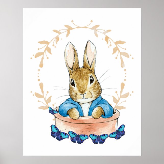 Póster Conejo clásico sentado en maceta (Frente)