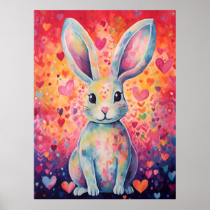 Póster Conejo Colorburst Cottontail rosa y purpura