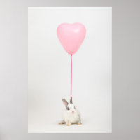 Conejo con globo rosa