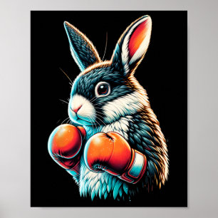 Póster Conejo con guantes de boxeo