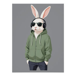 Póster Conejo con Hoodie Funny Personaje Animal De Guay
