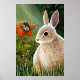 Póster Conejo con mariposa 55