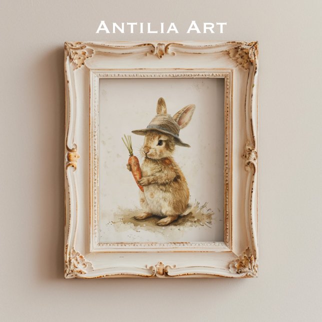 Póster Conejo con pintura de zanahoria Rústica de Conejo  (Subido por el creador)