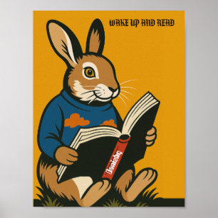 Póster Conejo Con Un Libro — ¡Despierta Y Lee!