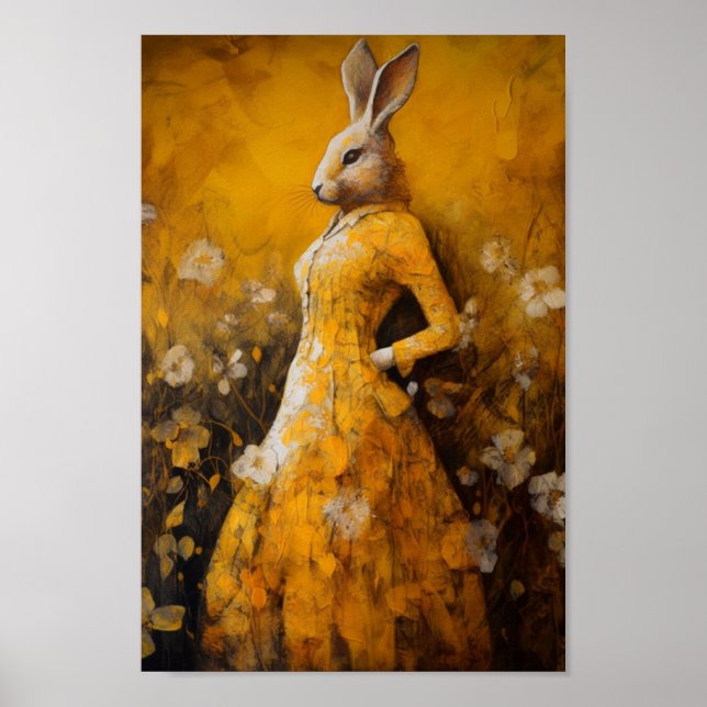Póster Conejo con vestido amarillo (Frente)