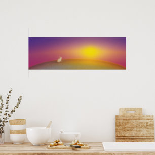 Póster Conejo conejo blanco lindo en la colina de Grassy