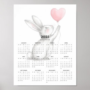 Póster Conejo conejo conejo conejito adorable con globo e