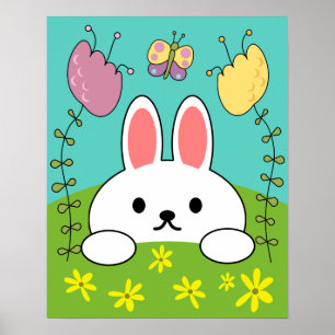 Póster Conejo conejo conejo conejito Personalizado blanco