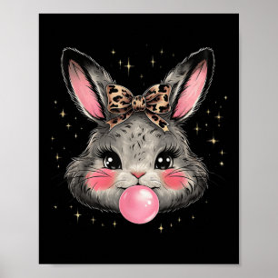 Póster Conejo Conejo Conejo Face Leopardo Coquette Bow Ea