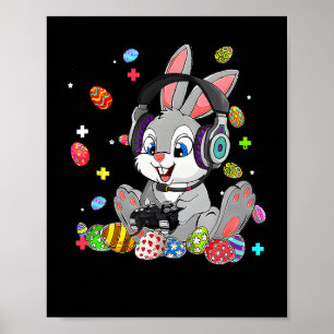 Póster Conejo Conejo Conejo Gaming Feliz Día de Pascua Ga