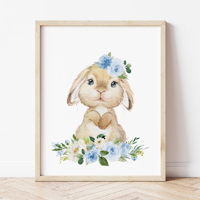 Póster Conejo, conejo, flores azules, niñera (Subido por el creador)