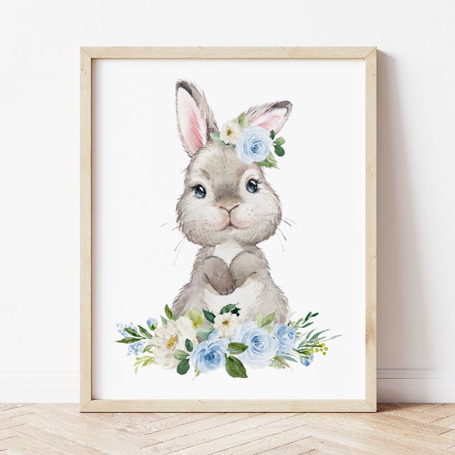 Póster Conejo, conejo, flores azules, niñera (Subido por el creador)