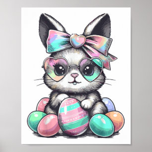 Póster Conejo Cute Face Tie Dye Gles Huevos Bunny Easter