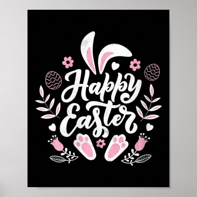 Póster Conejo Cute Happy Easter (Frente)