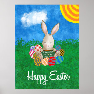 Póster Conejo Cute Vendiendo Huevos De Pascua Para Zanaho