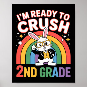 Póster Conejo Dabbing de 2do Grado De Regreso A La Escuel
