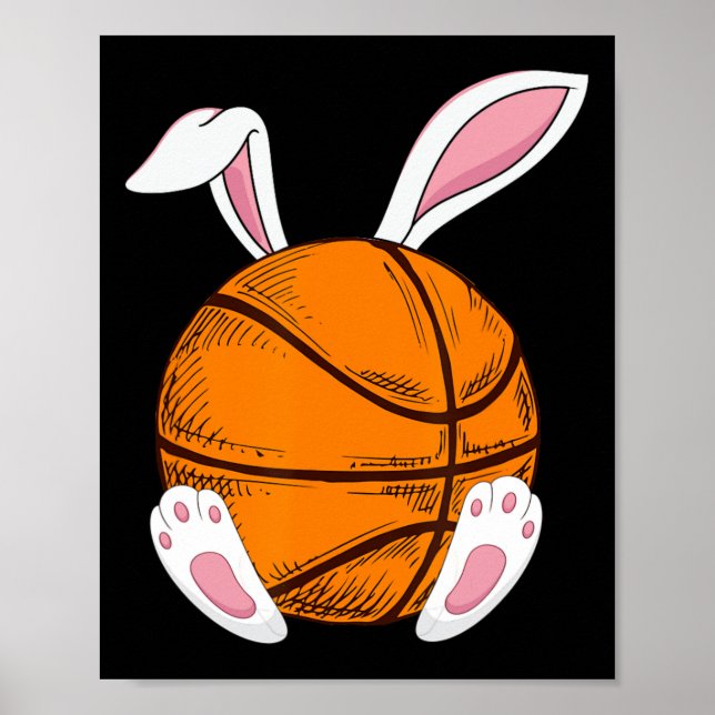 Póster Conejo de baloncesto de Pascua Conejo Conejo Feliz (Frente)