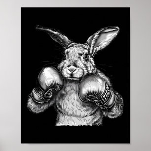 Póster Conejo de boxeo guantes de boxeo kickboxing boxead