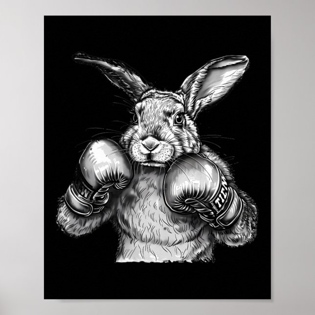 Póster Conejo de boxeo guantes de boxeo kickboxing boxead (Frente)