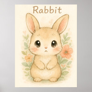 Póster Conejo de conejo conejito lindo - Animal de acuare