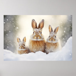 Póster Conejo de conejo de conejo de la familia animal Wa