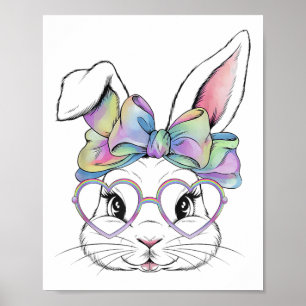 Póster Conejo de conejo lindo Cara Tejido de tinta de ojo